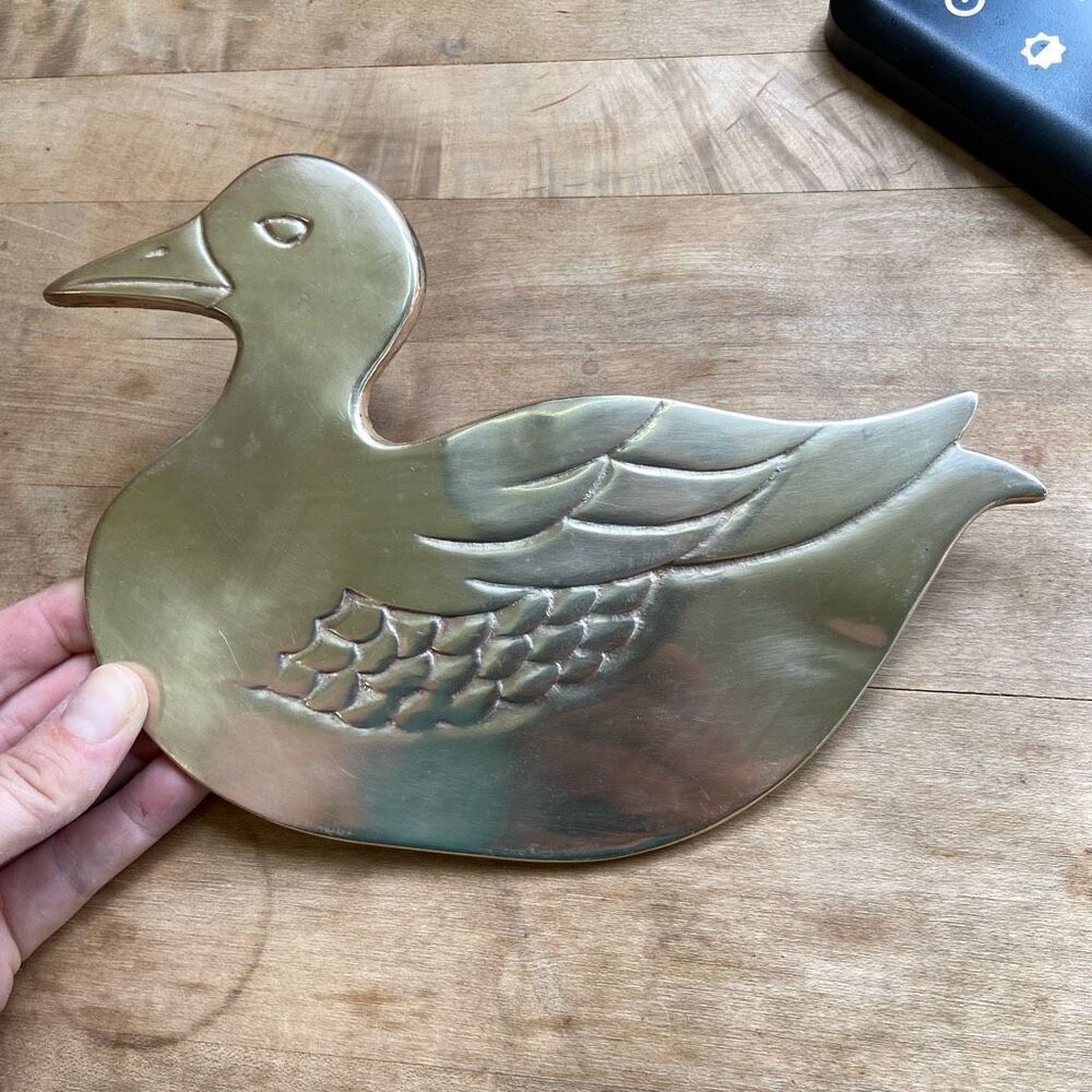 Vintage 60s MCM Mid-Century Modern Brass Duck Trivet